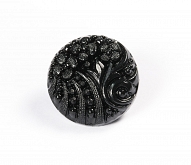 Black Floral Shank Button Size 36L x10 - Click Image to Close